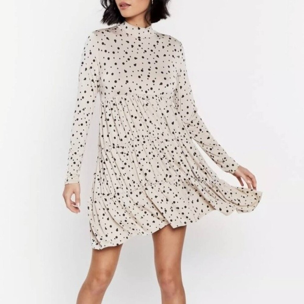 Nasty Gal Cream and Black Polka Dot Mini Dress